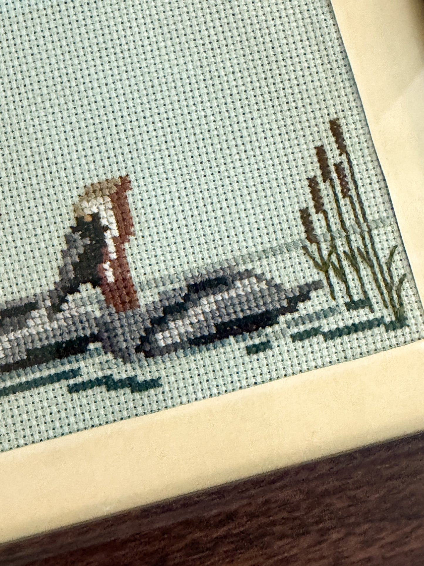 Framed Vintage Bird Cross Stitch