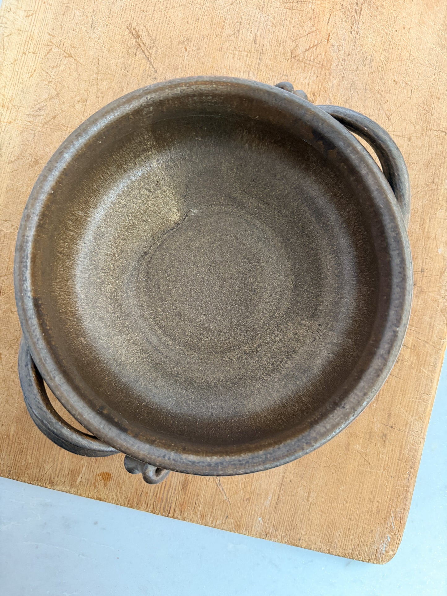 Studio Crafted Ceramic Low Dish with Handles – Bronze Glaze