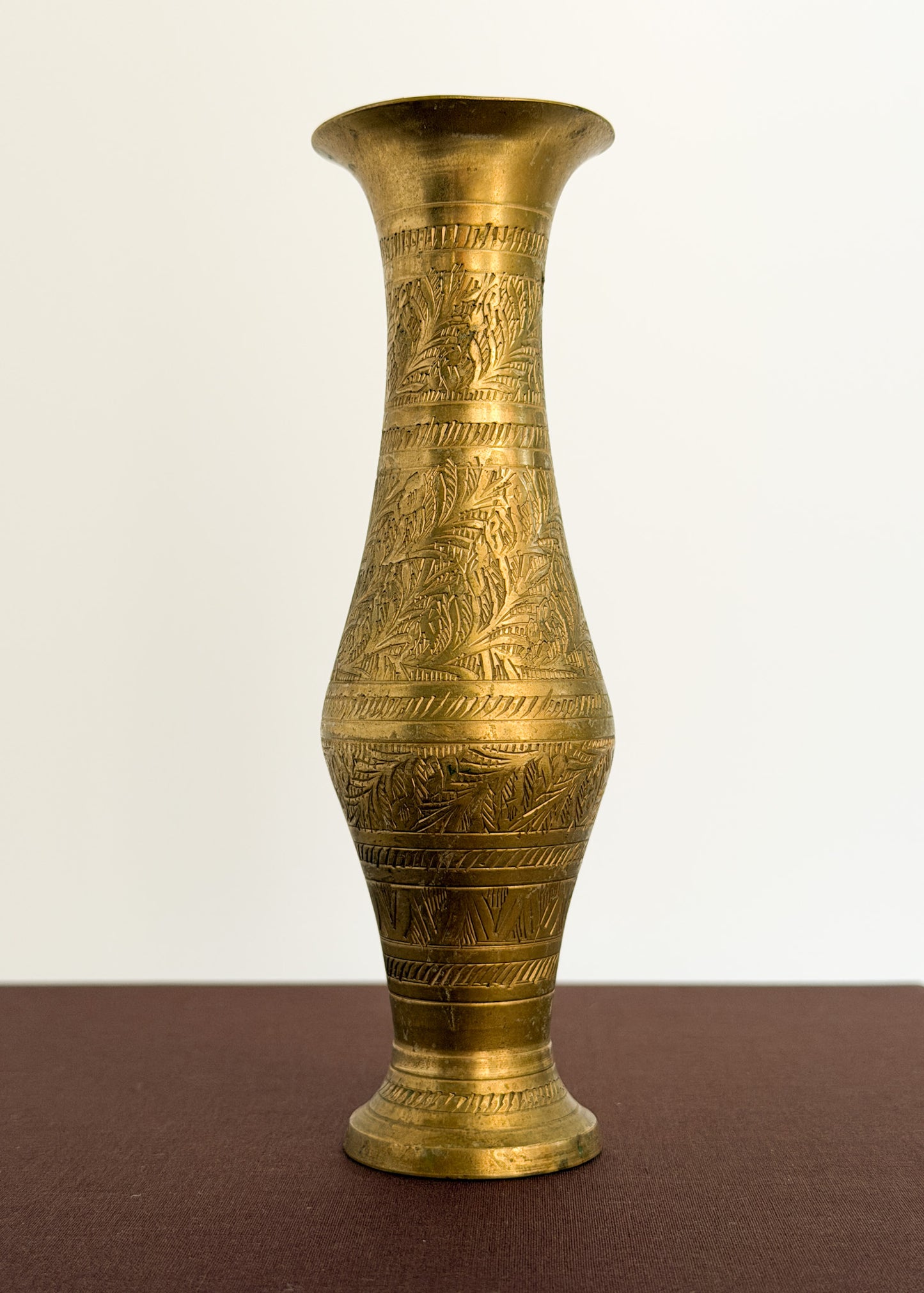 Vintage Etched Brass Vase