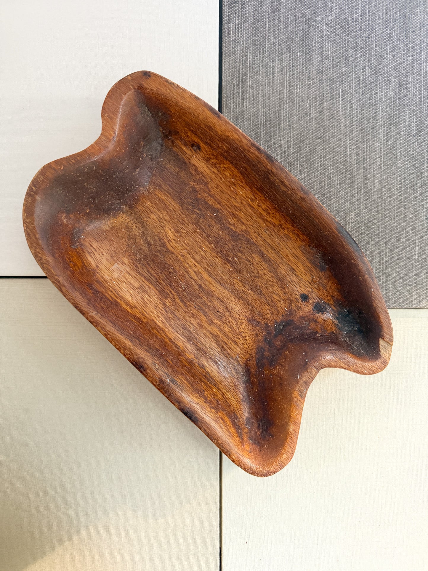 Vintage Organic-Shaped Wood Tray