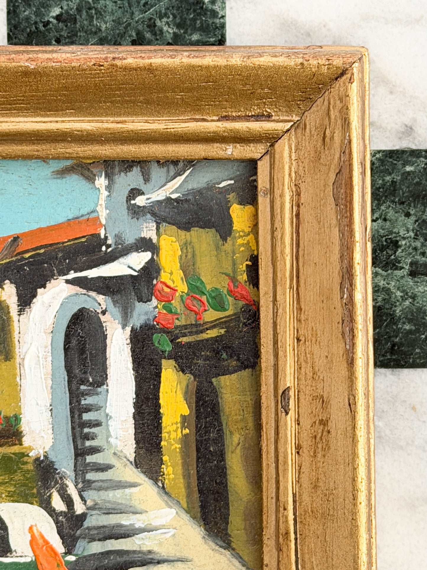 Original Seaside Painting in Gold Frame