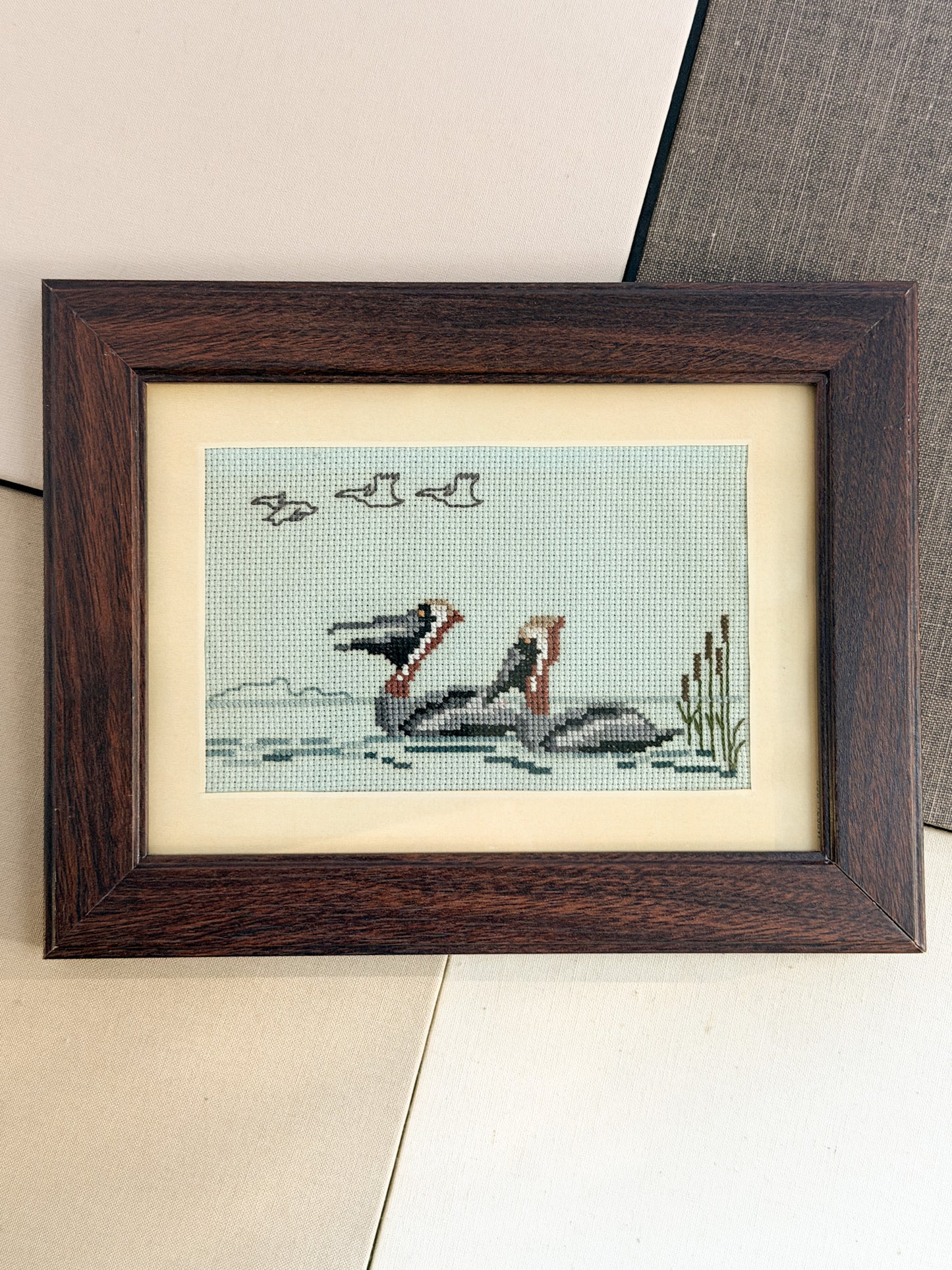 Framed Vintage Bird Cross Stitch