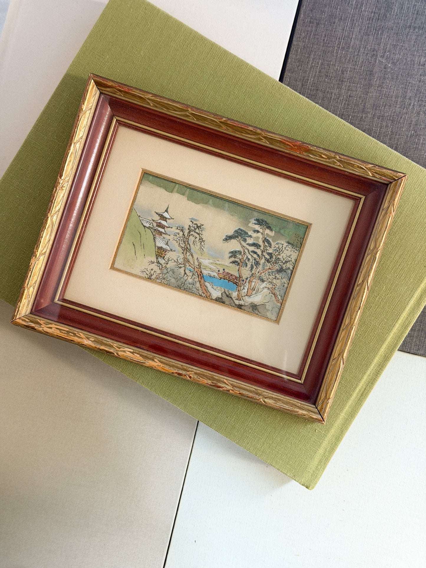 Framed Asian Watercolor on Silk