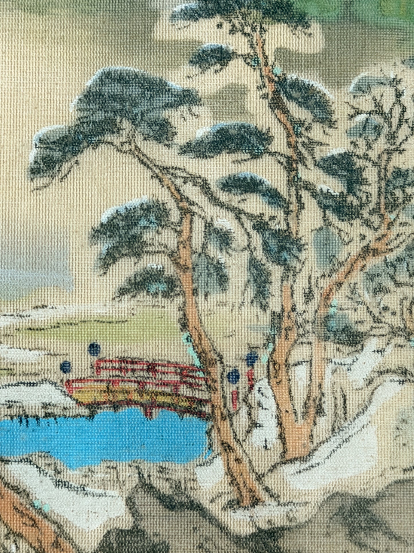 Framed Asian Watercolor on Silk