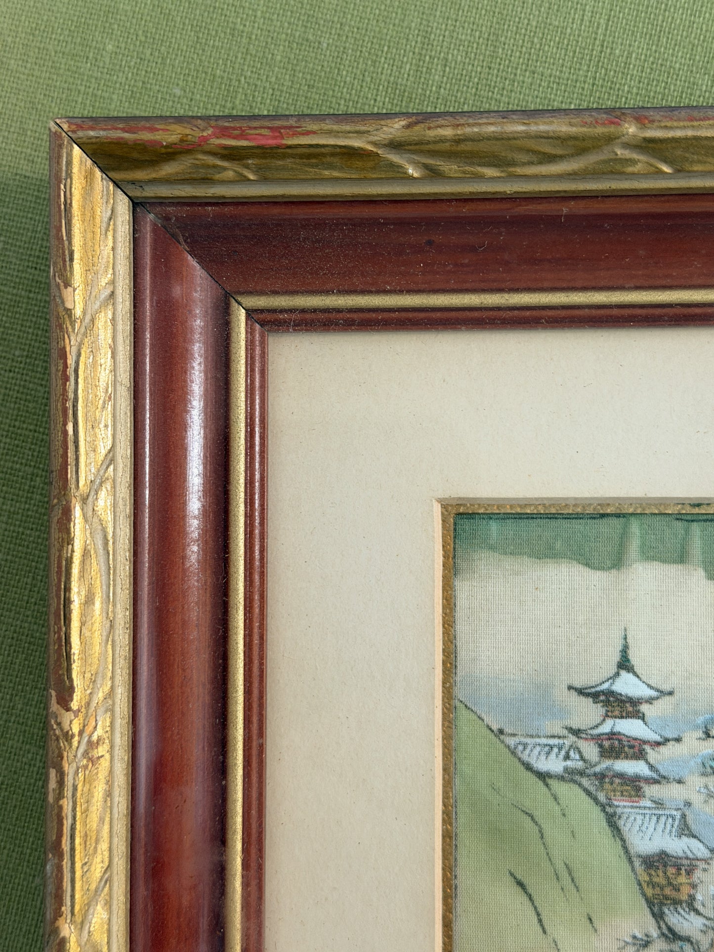 Framed Asian Watercolor on Silk