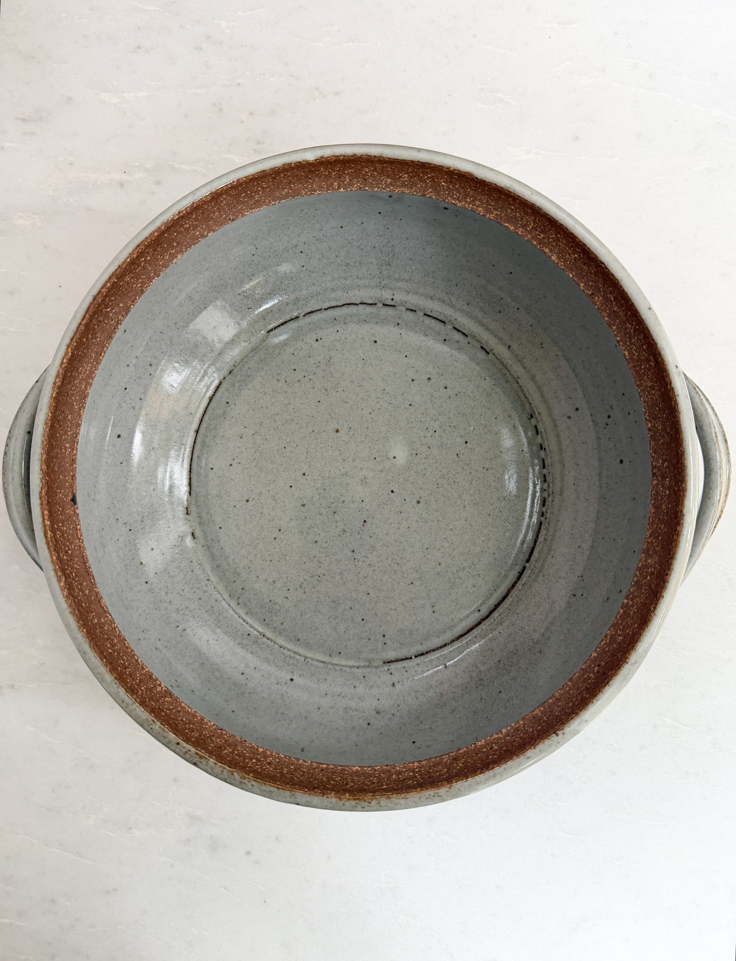 Vintage Pale Blue Ceramic Bowl with Handles