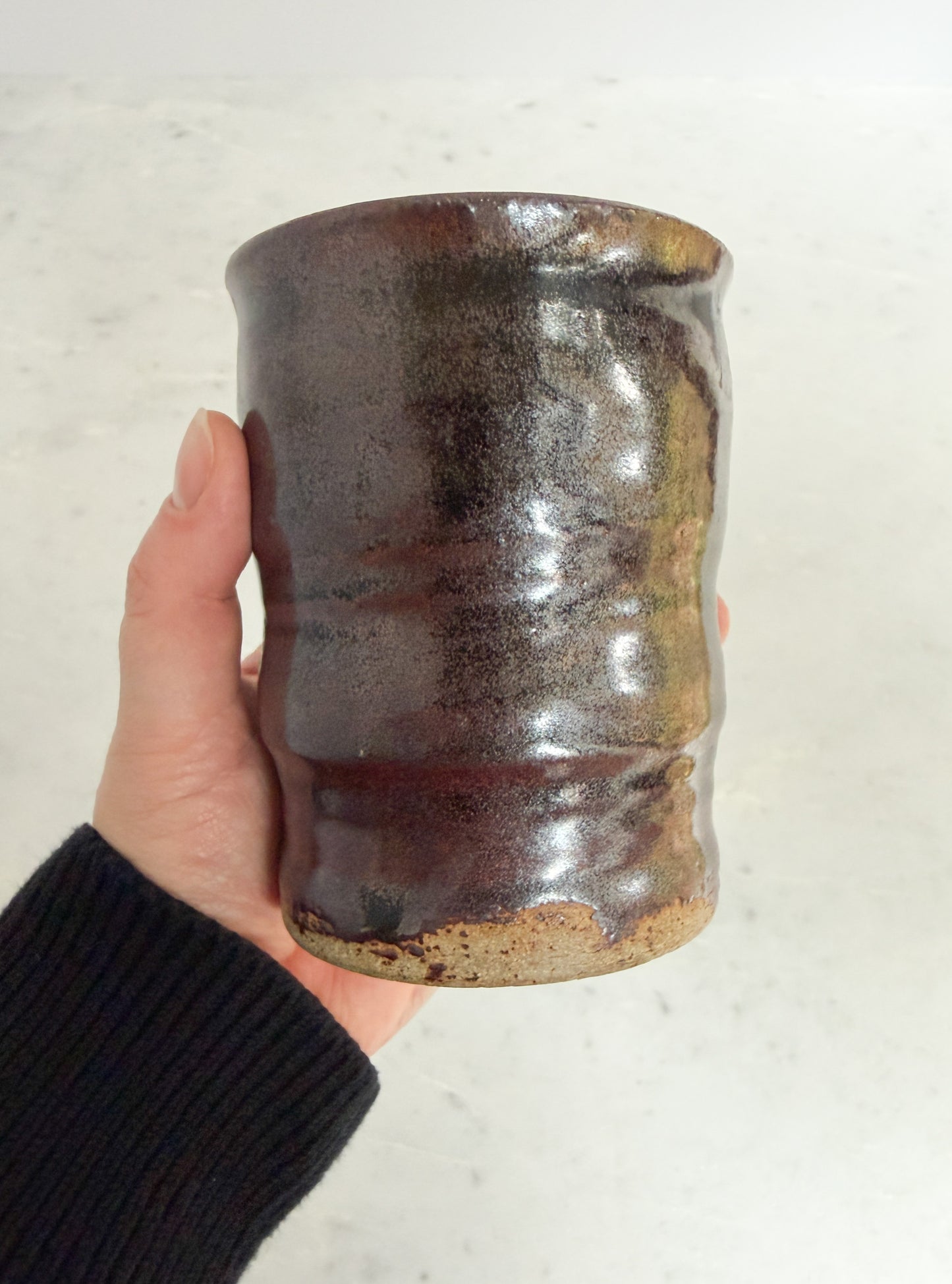 Studio Crafted Pottery Vase – Wine Colored Glaze