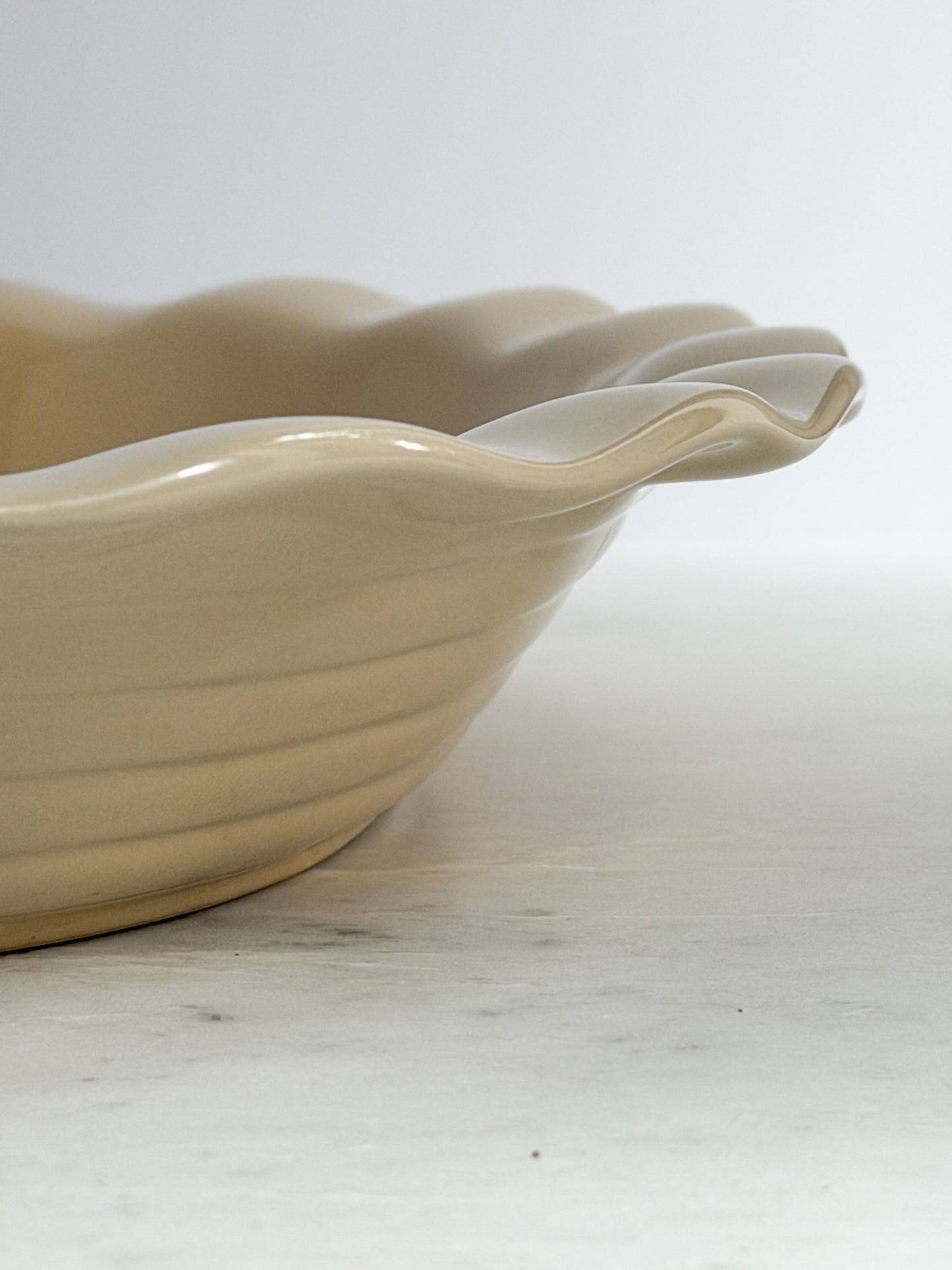 Vintage Cream Scalloped Baking Dish