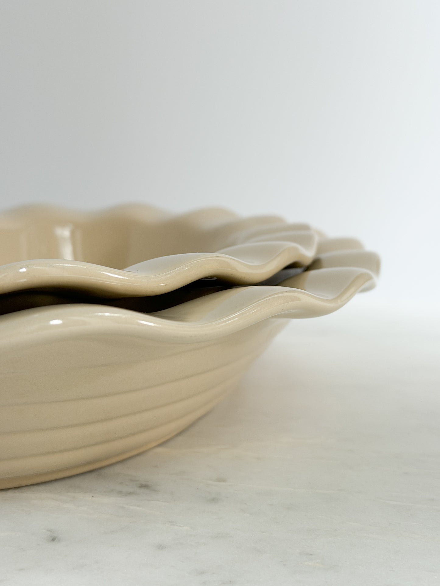 Vintage Cream Scalloped Baking Dish