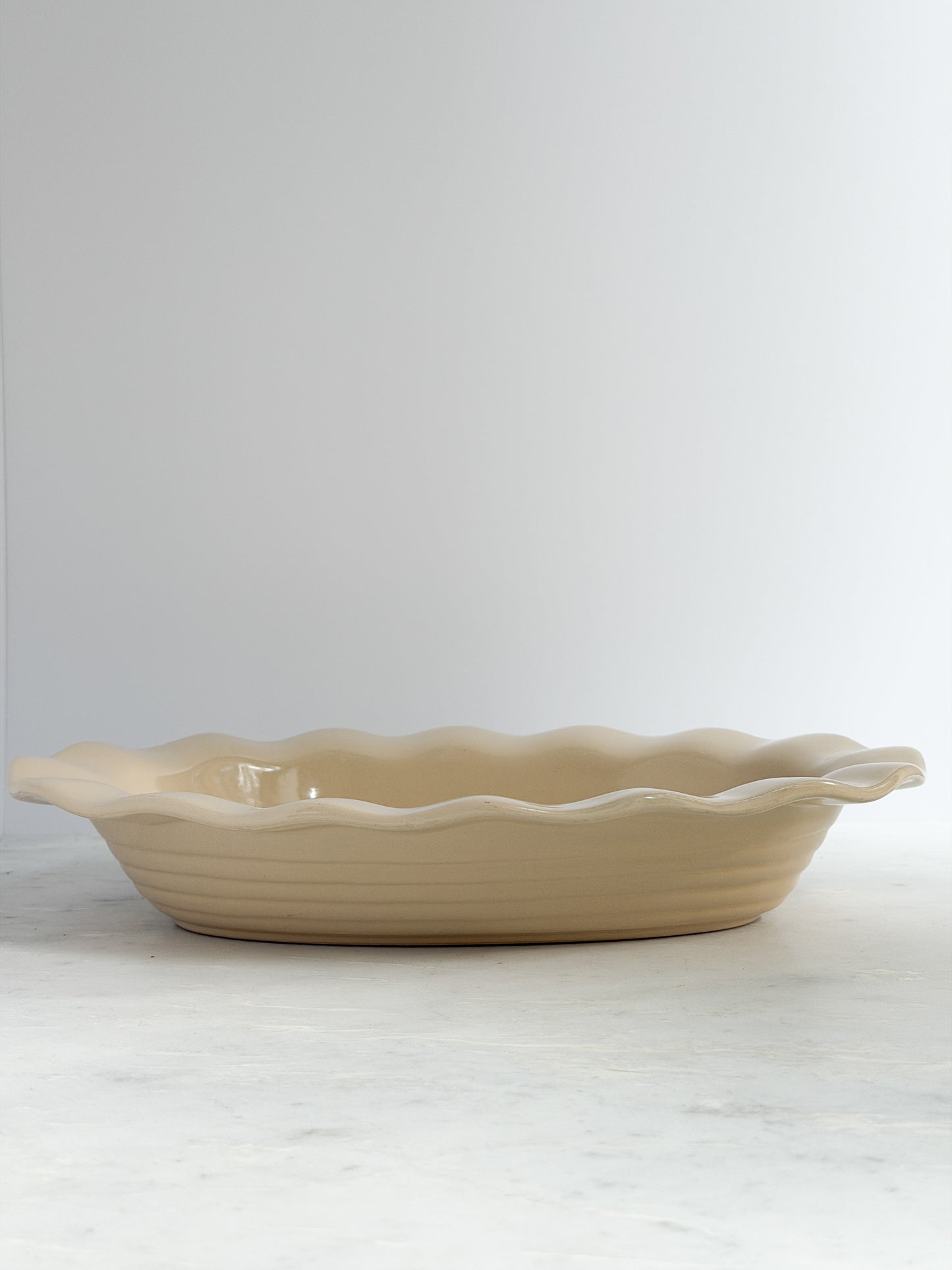 Vintage Cream Scalloped Baking Dish