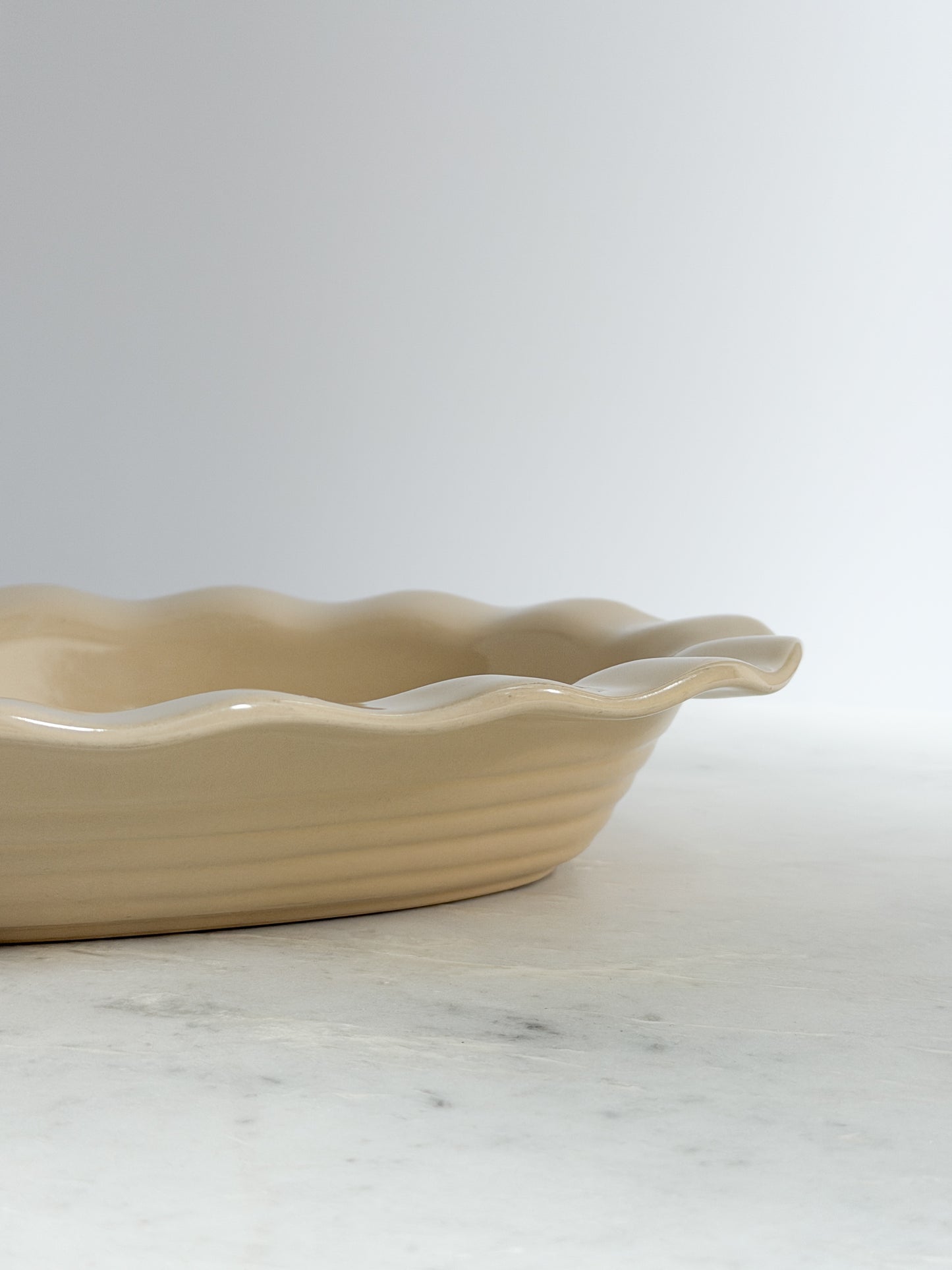 Vintage Cream Scalloped Baking Dish