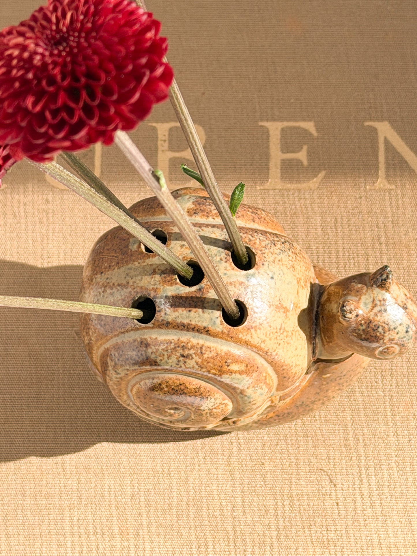 Ceramic Snail Floral Frog