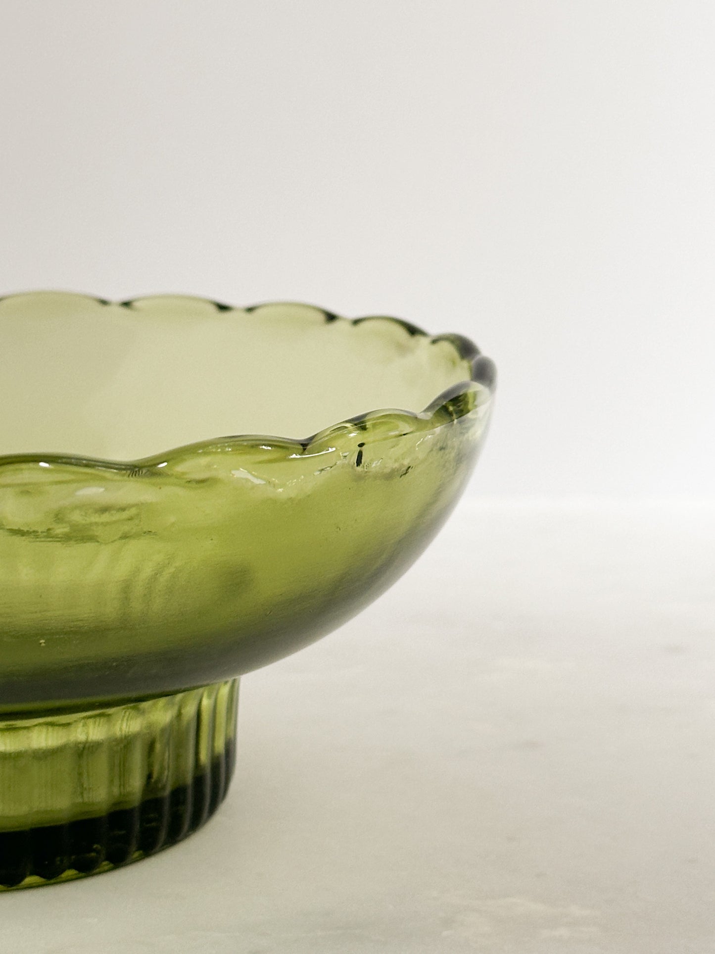 Green Glass Pedestal Bowls