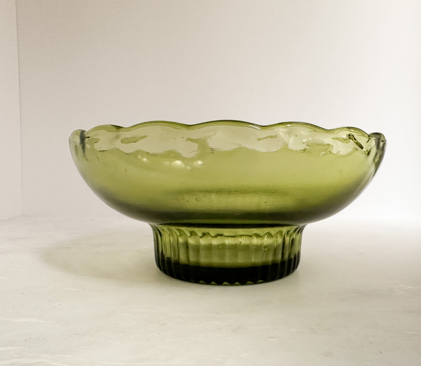 Green Glass Pedestal Bowls