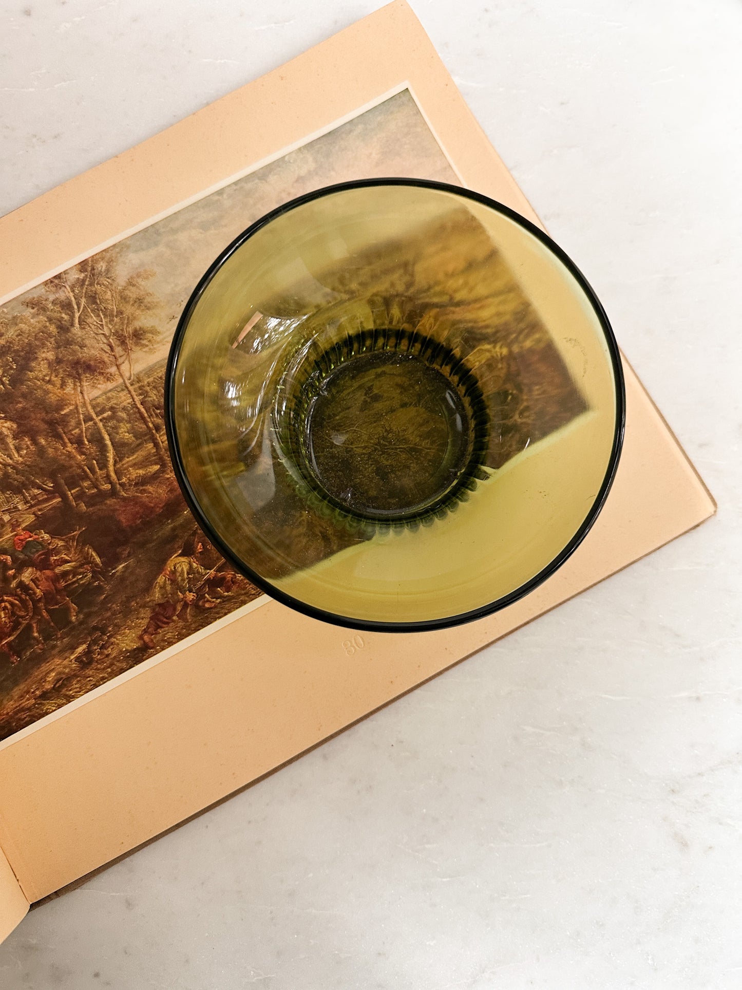 Green Glass Pedestal Bowls