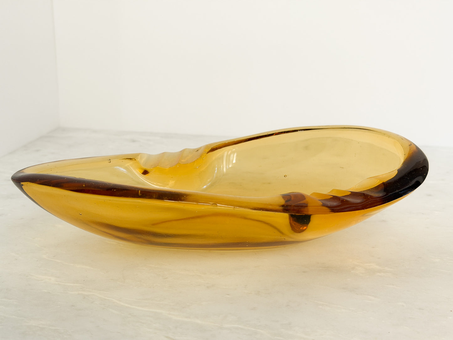 Vintage Amber Glass Ashtray