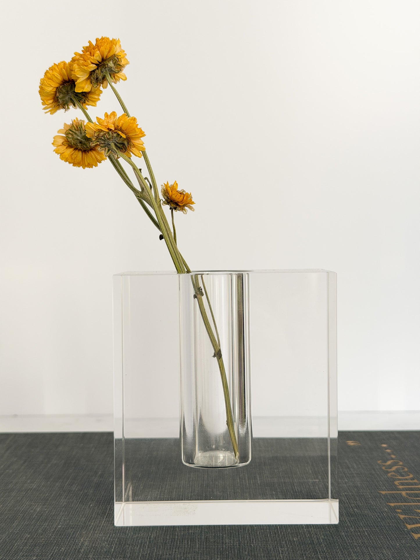 Vintage Glass Block Bud Vase