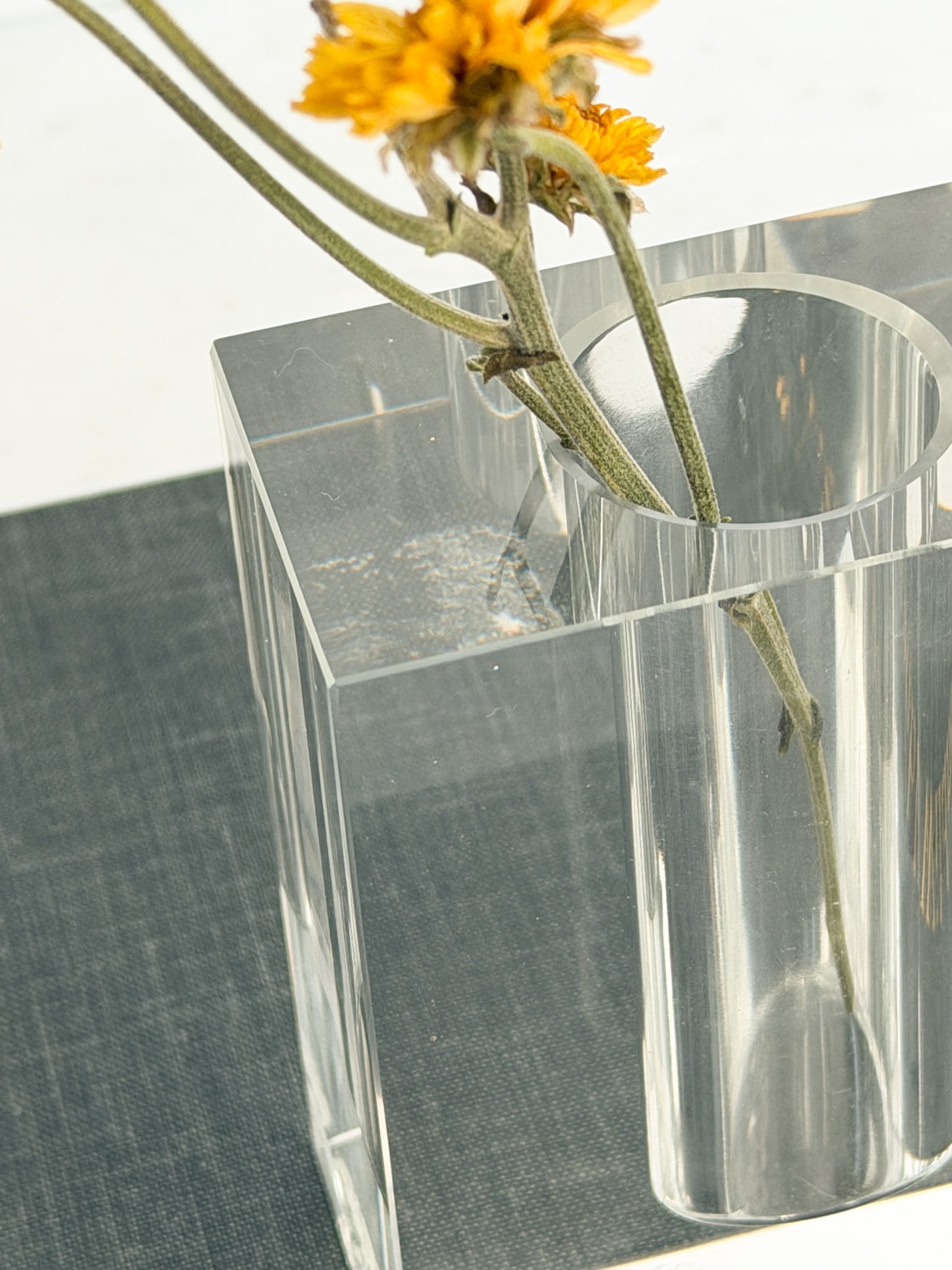 Vintage Glass Block Bud Vase