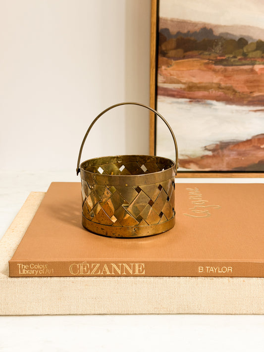 Woven Brass Basket with Swing Handle