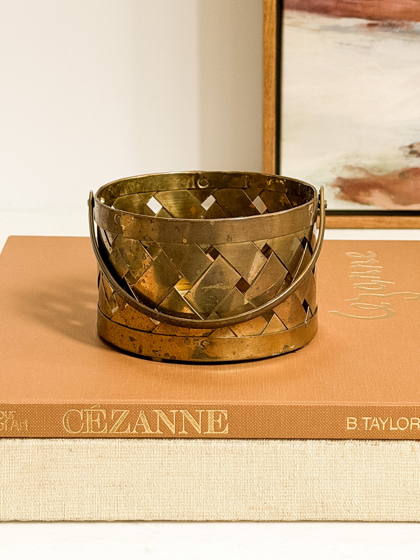 Woven Brass Basket with Swing Handle