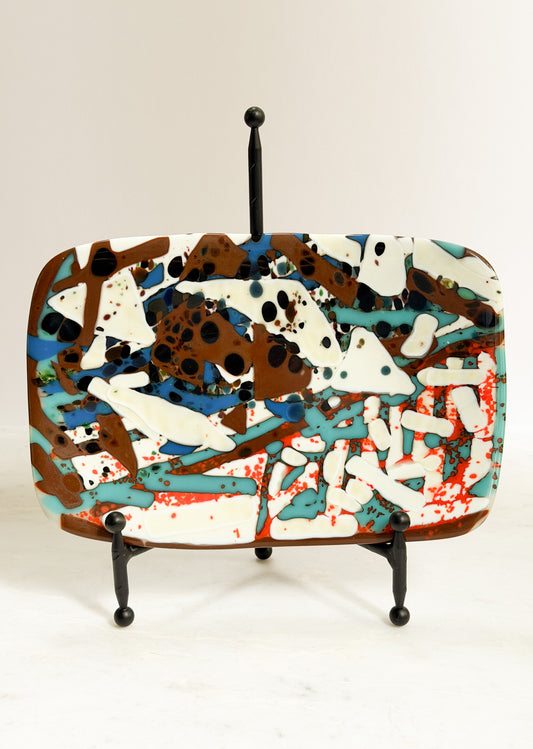 Abstract Ceramic & Glass Fused Tray