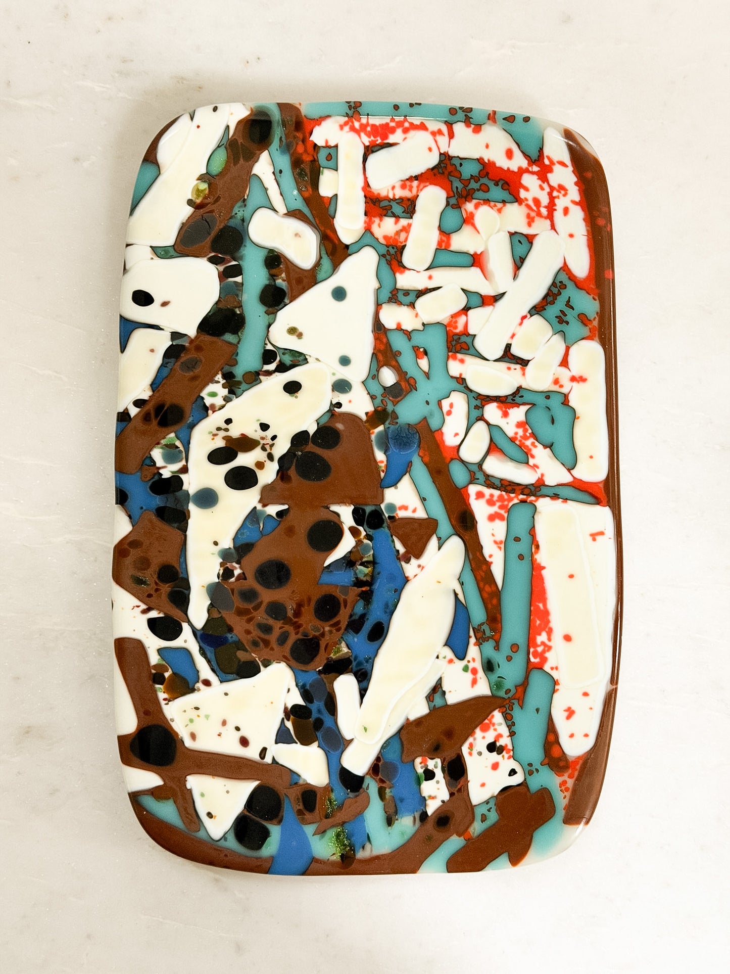 Abstract Ceramic & Glass Fused Tray