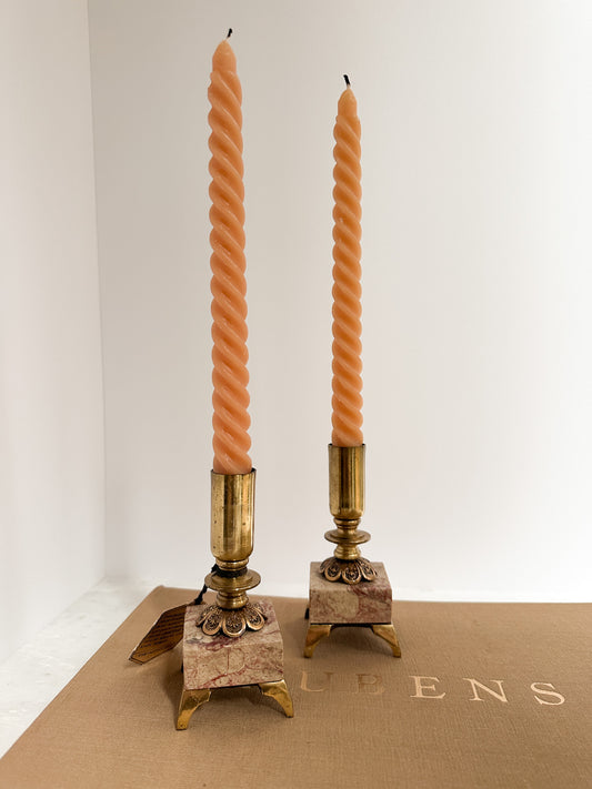 Israeli Brass & Marble Candle Holder