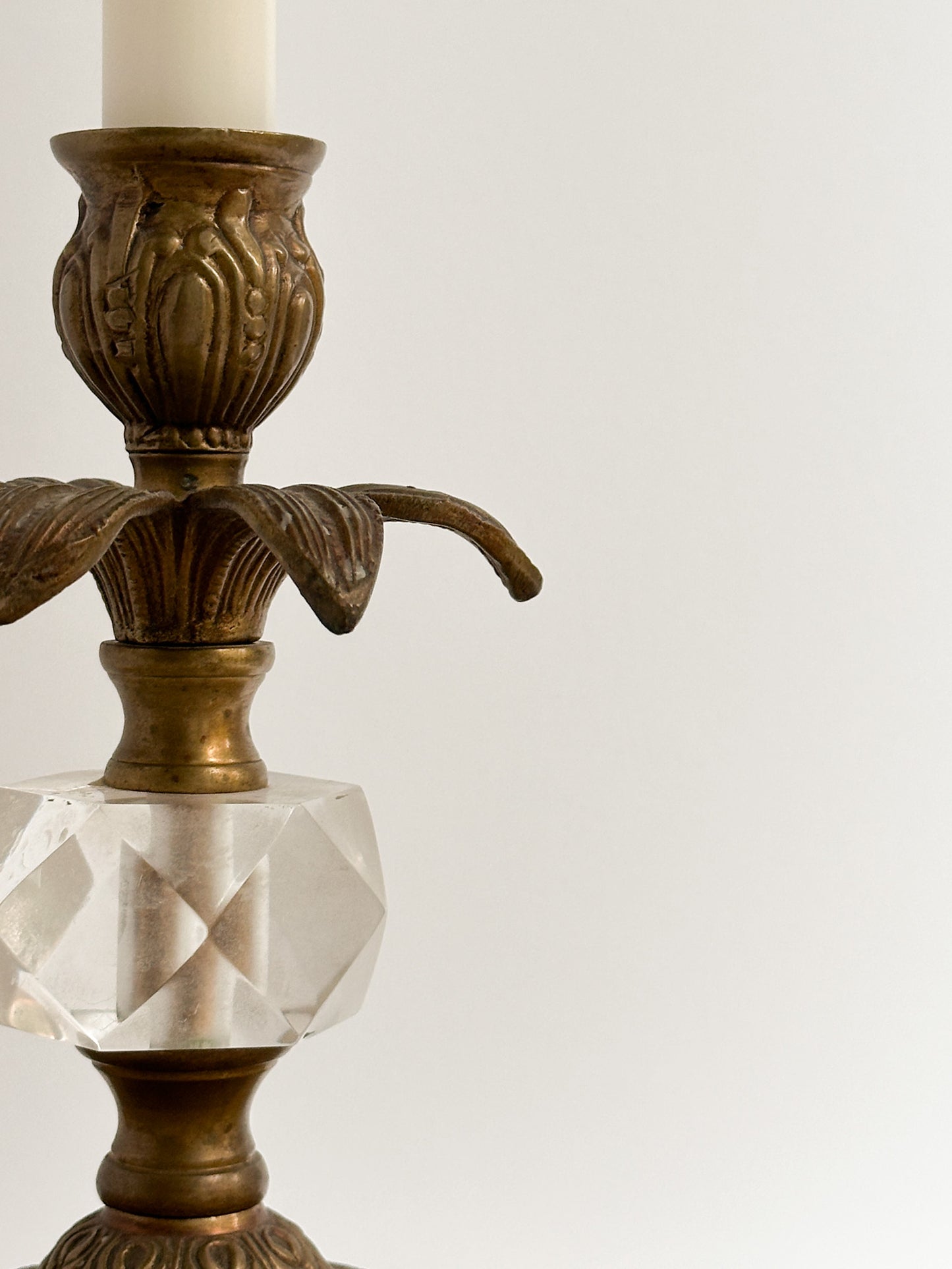 Vintage Brass and Crystal Candle Holders