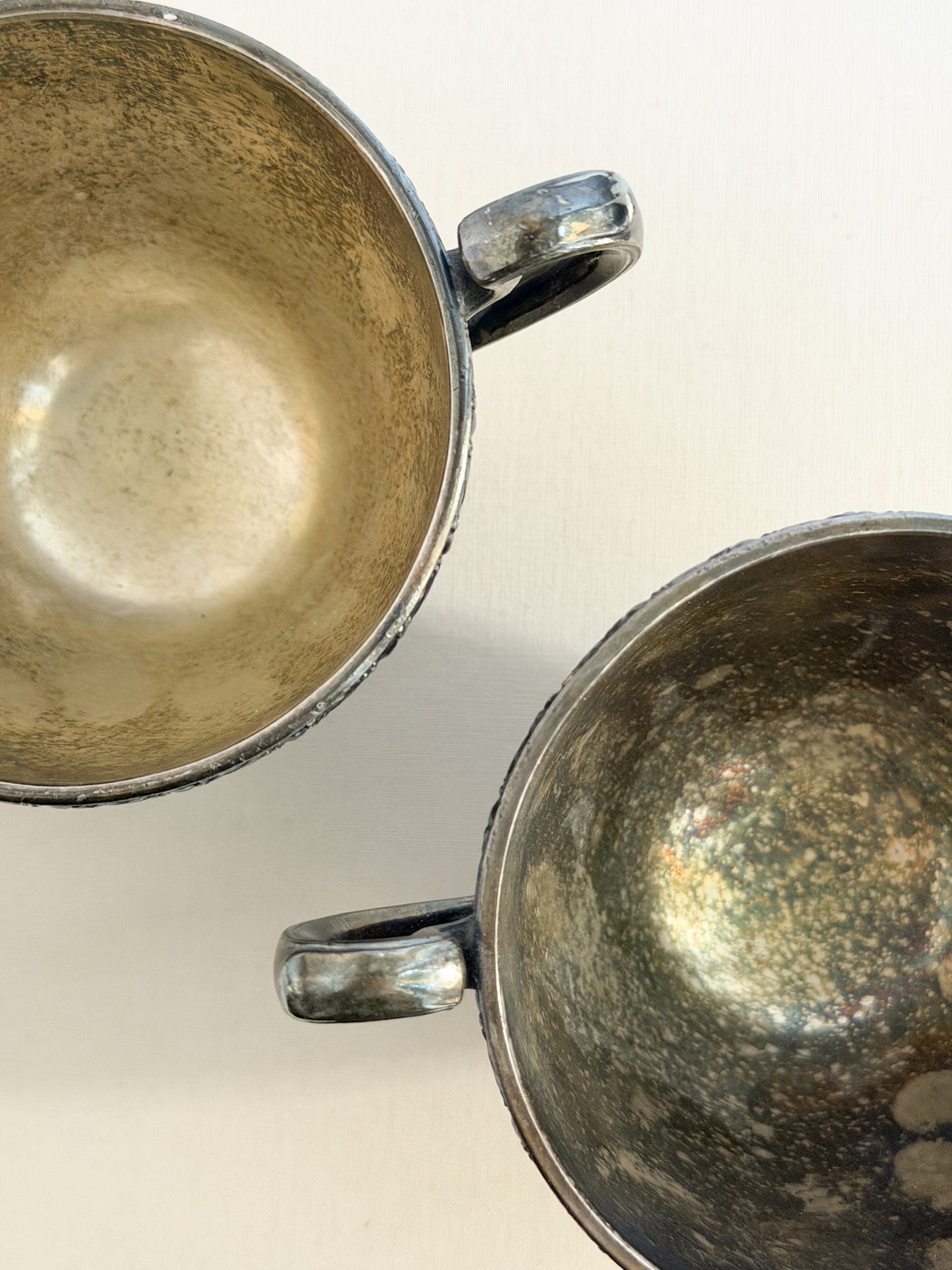 Antique Silver Cream & Sugar Set