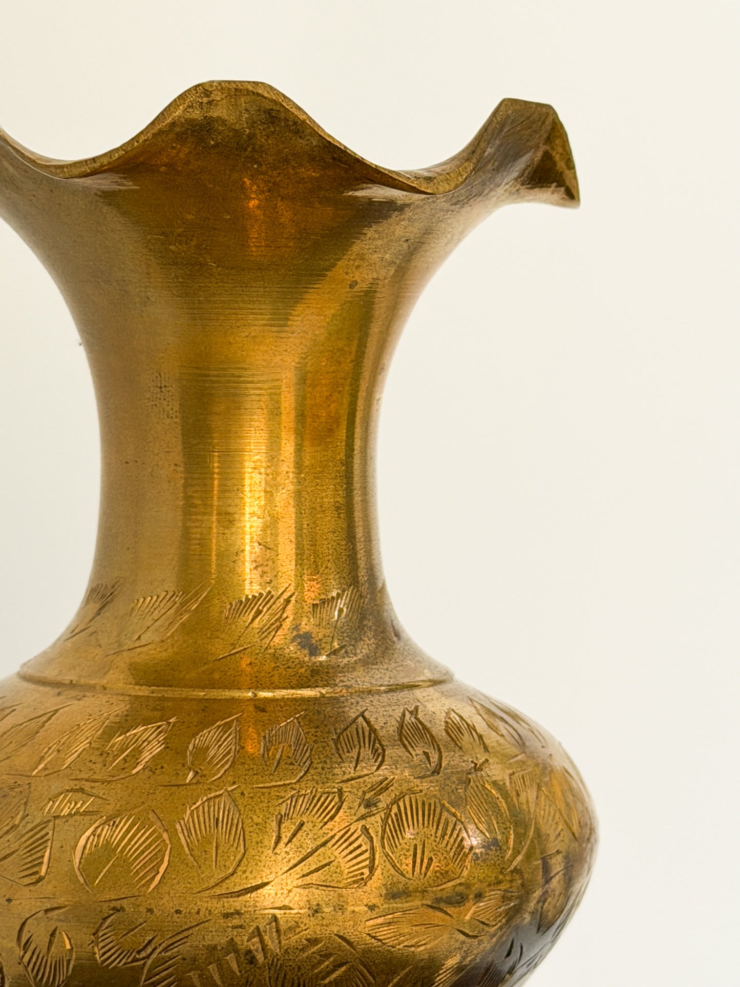 Vintage Etched Brass Vase