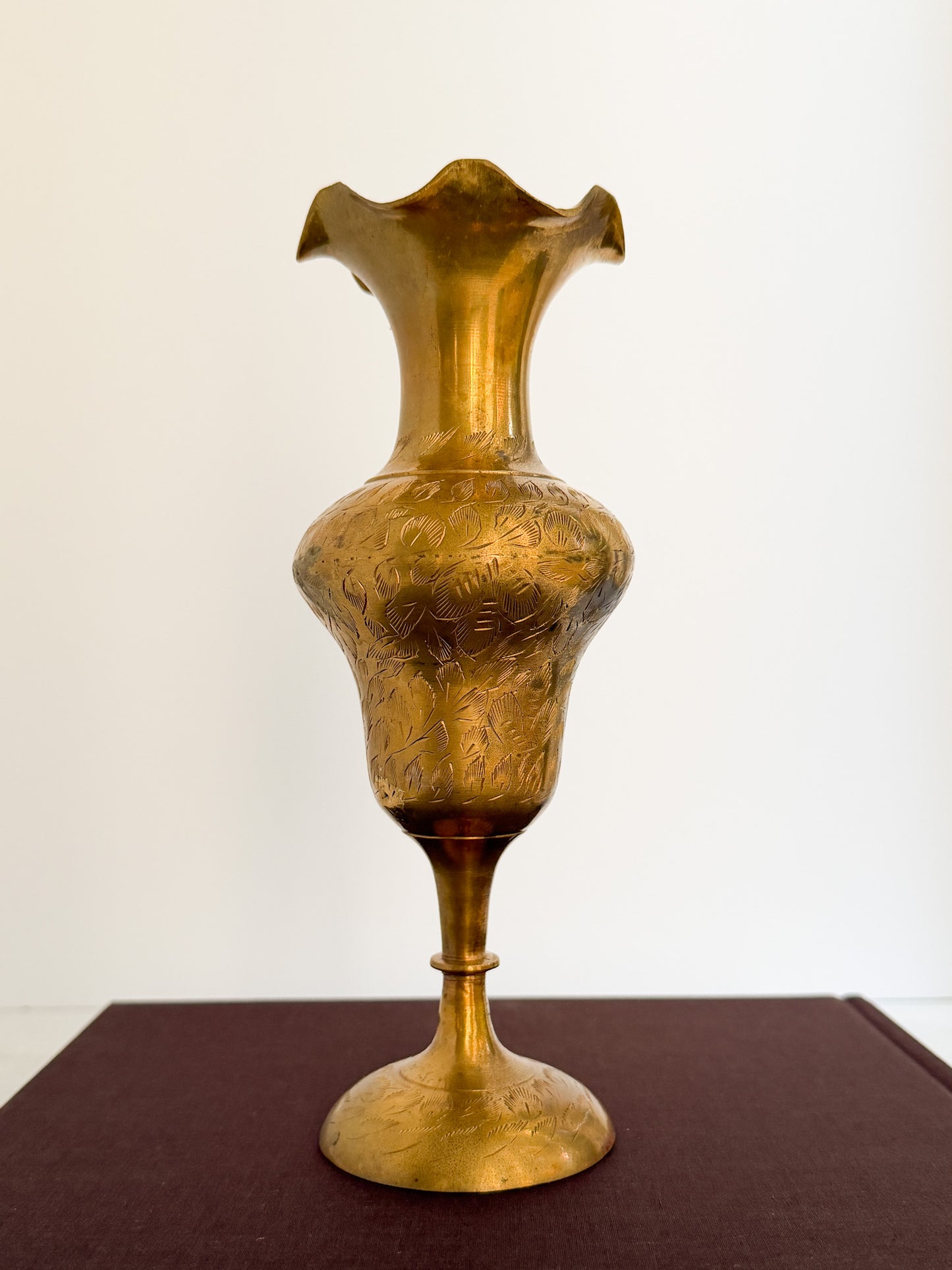 Vintage Etched Brass Vase