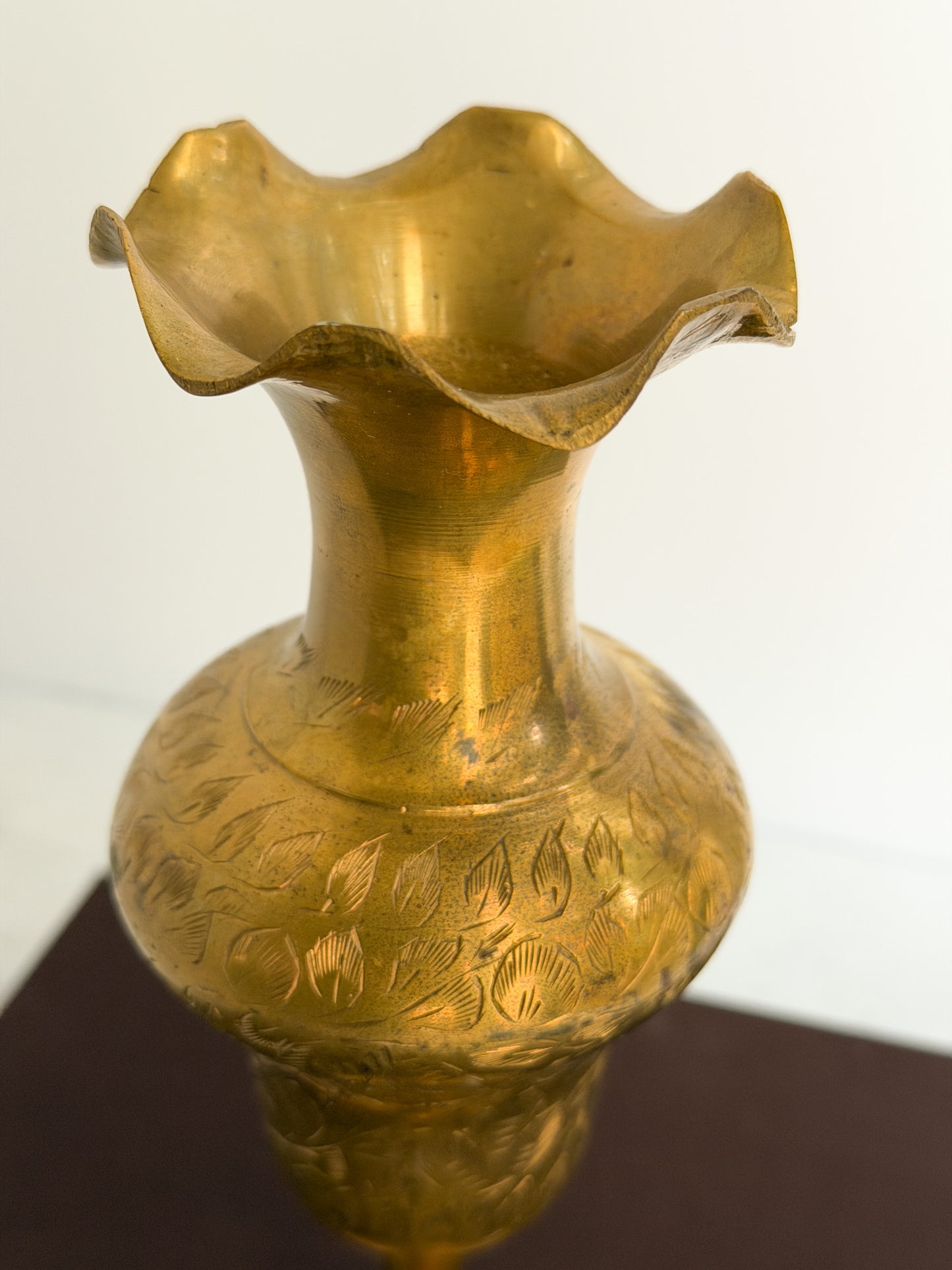 Vintage Etched Brass Vase