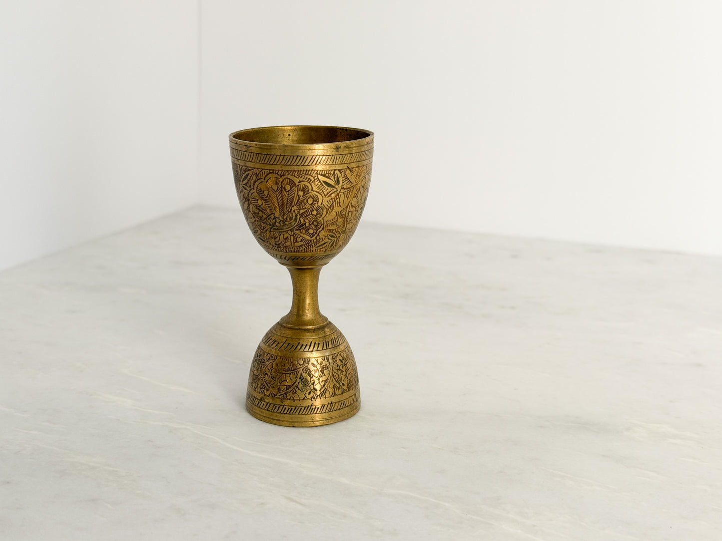 Vintage Etched Brass Peacock Egg Cup