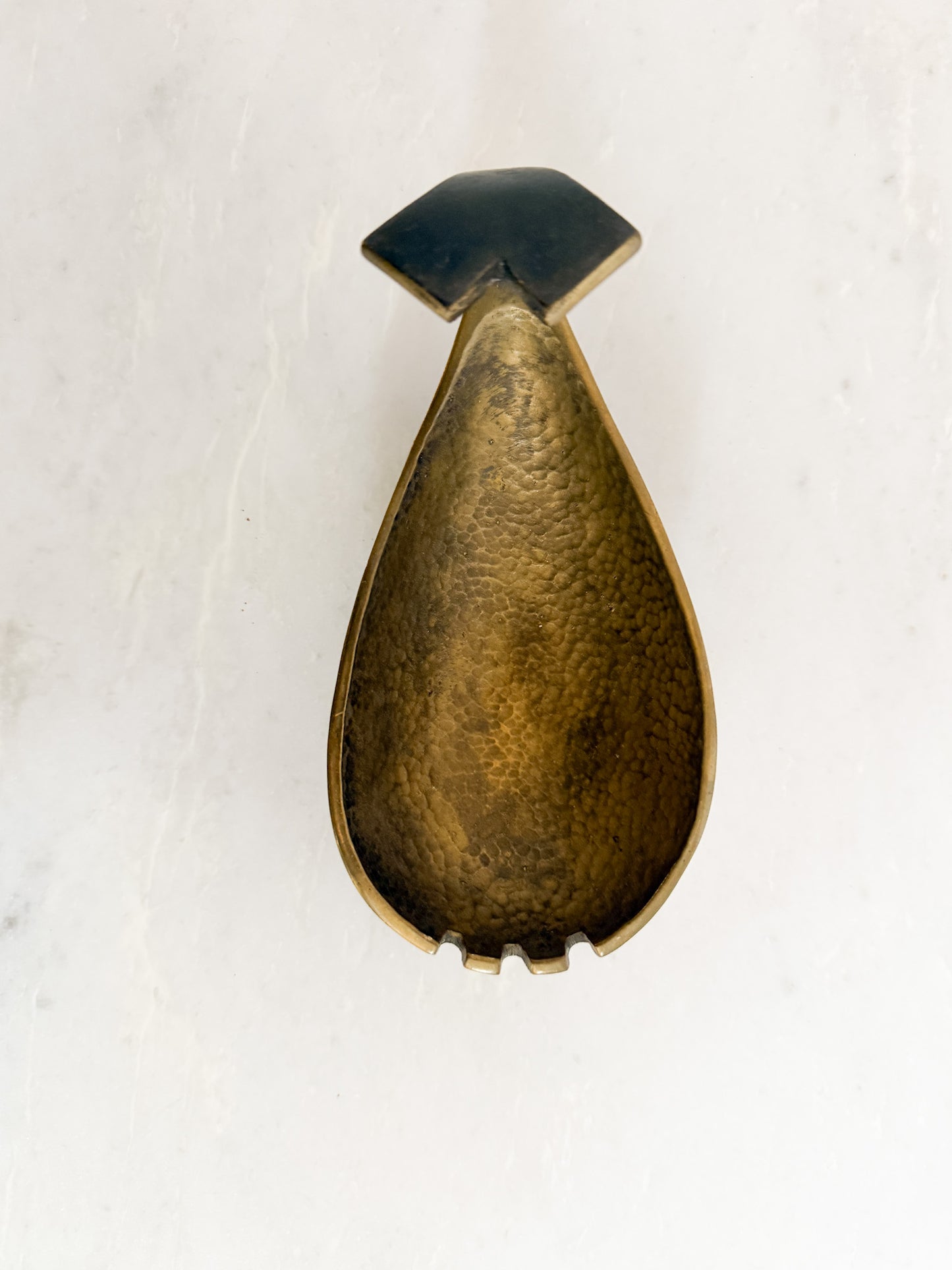 Vintage Hammered Brass Whale Ashtray