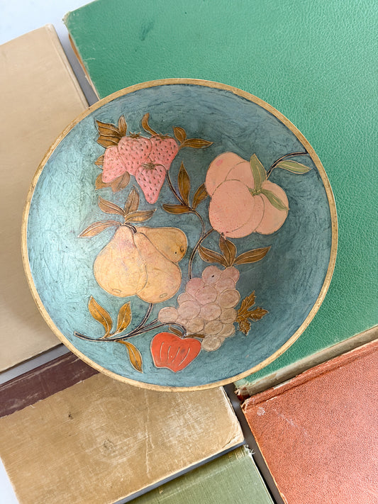 Vintage Enameled Brass Pedestal Bowl