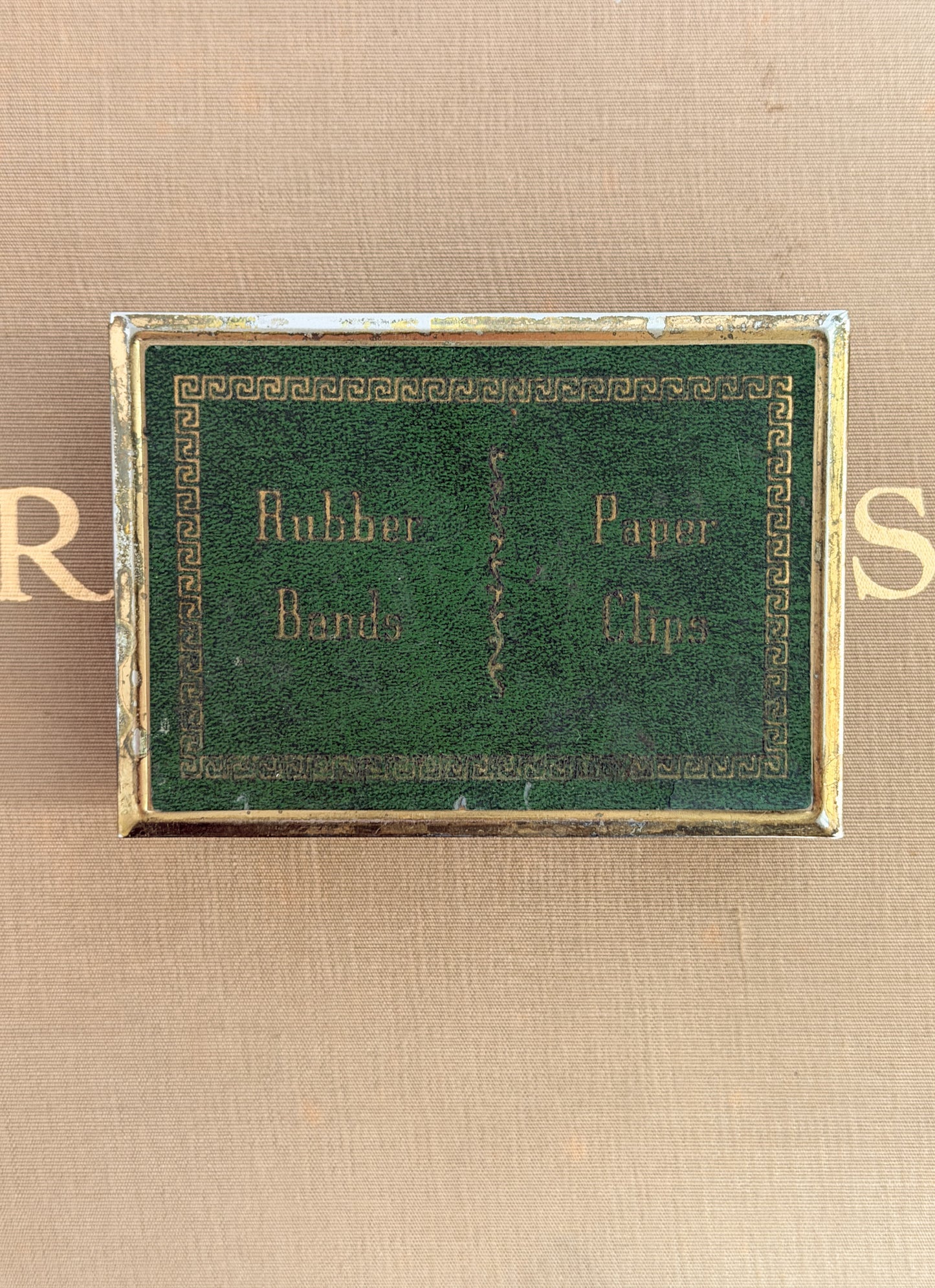 Antique Brass Desk Box – Green Leather