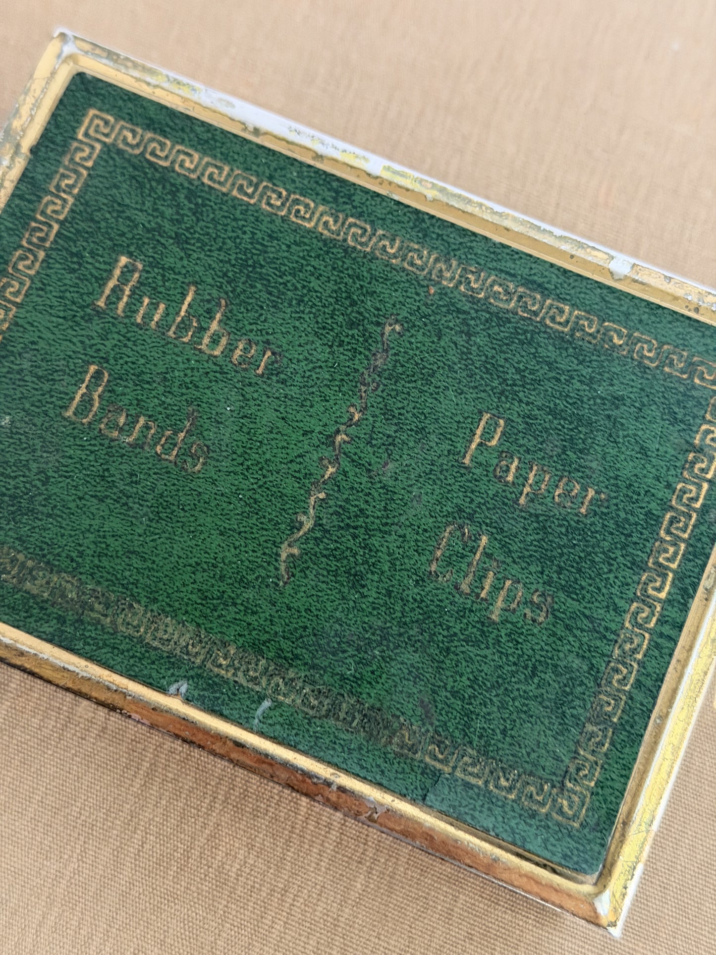 Antique Brass Desk Box – Green Leather