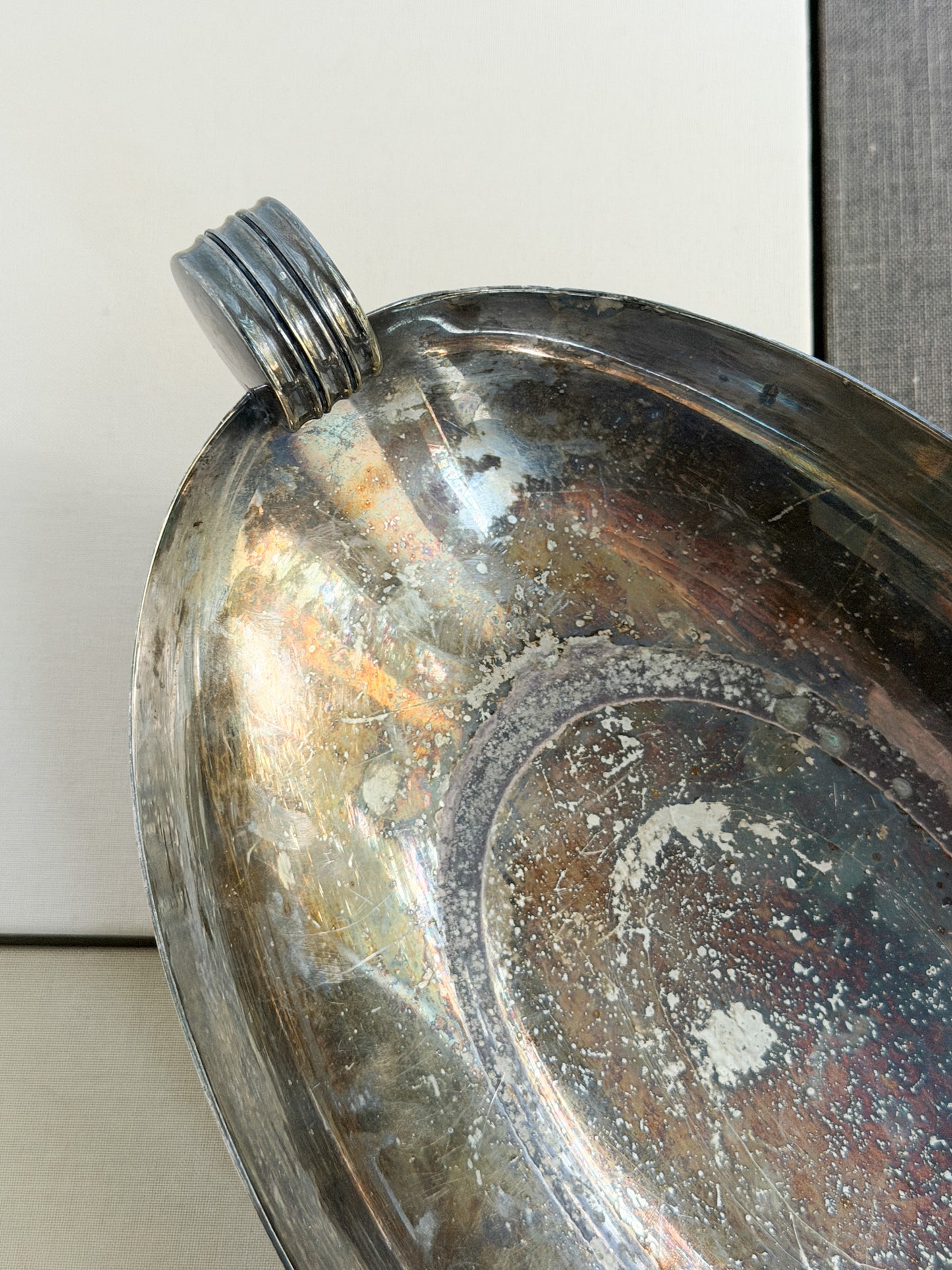 Vintage Silver Art Deco Tray – Engraved Handles