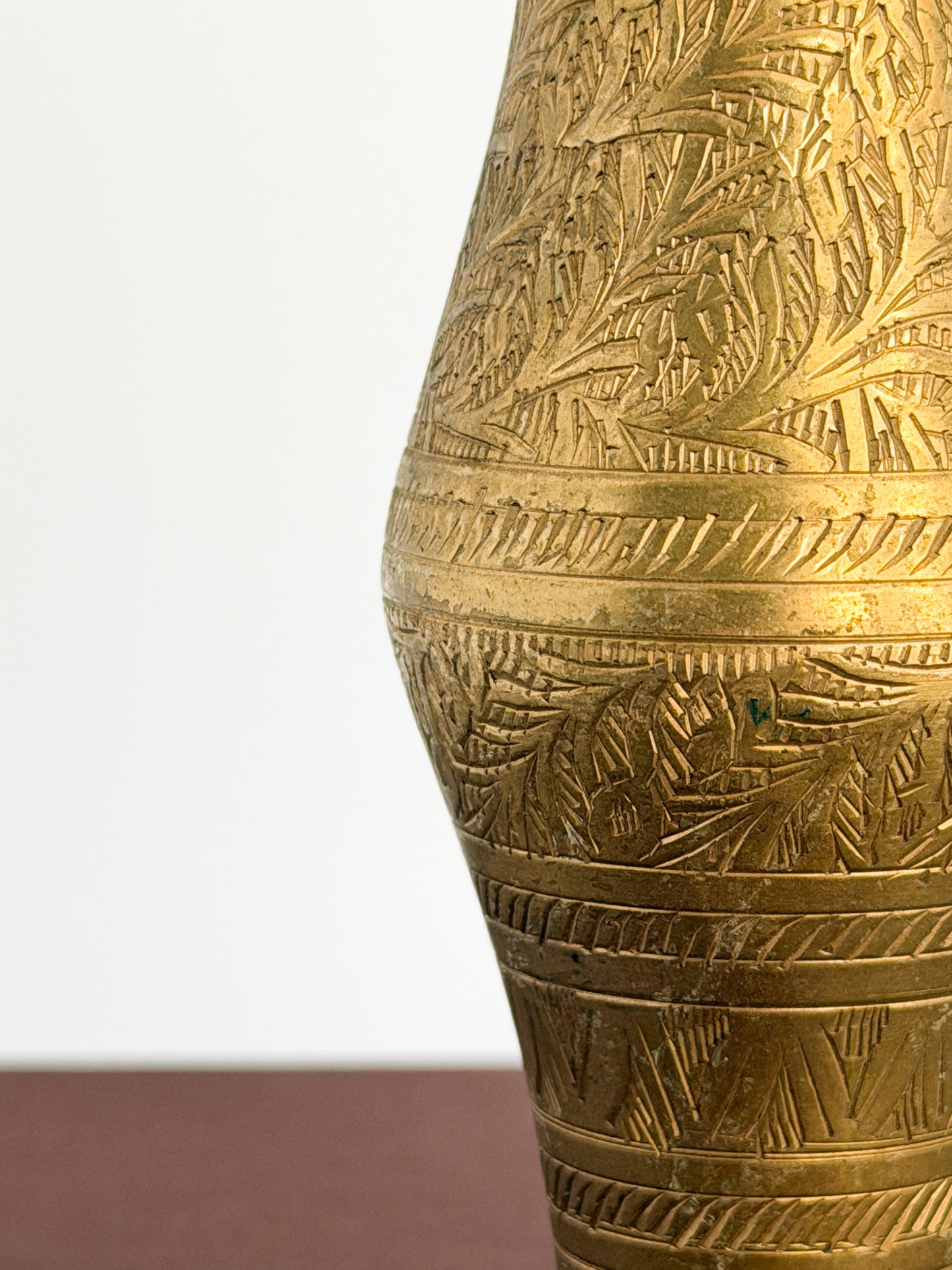 Vintage Etched Brass Vase