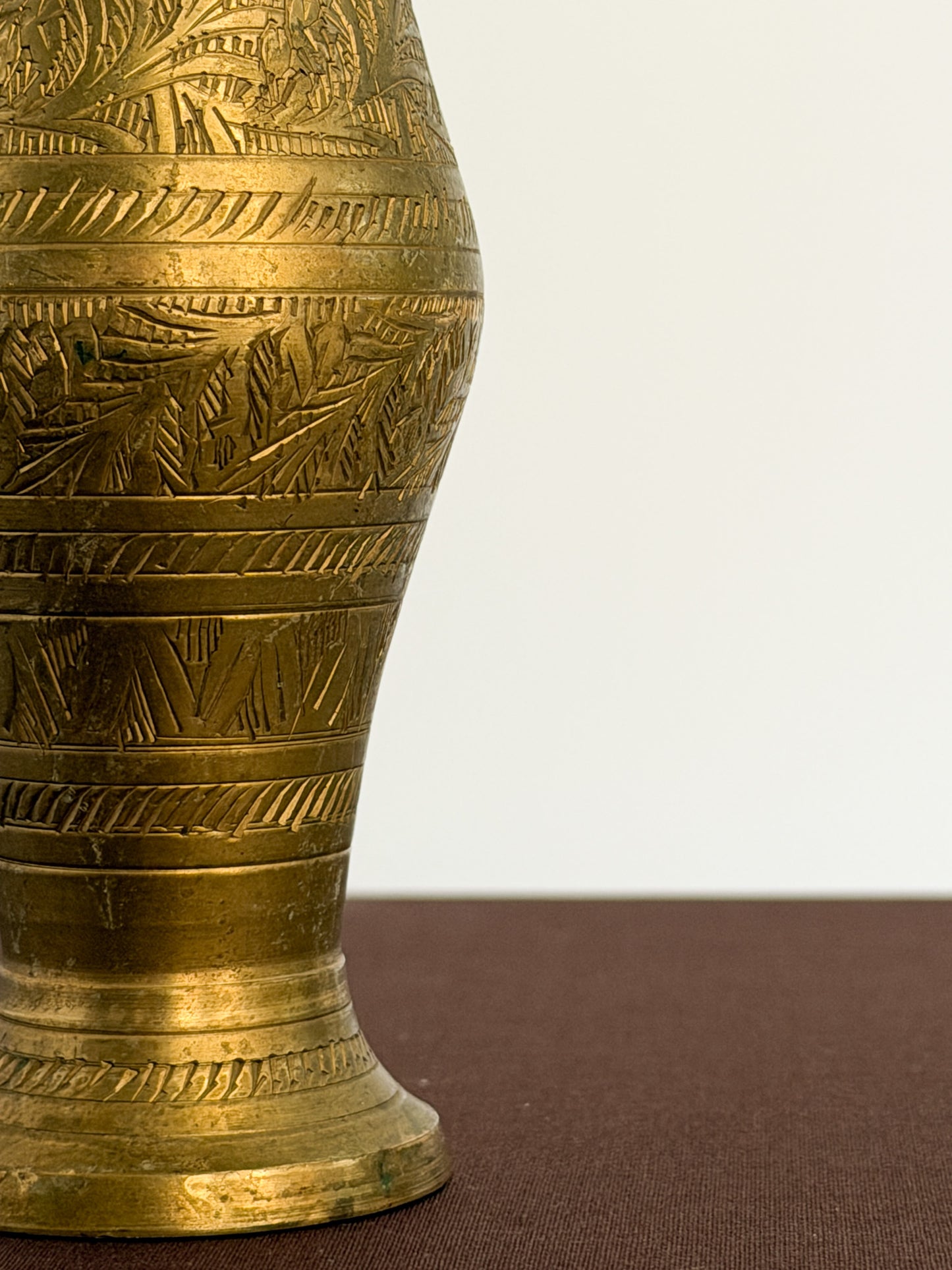 Vintage Etched Brass Vase