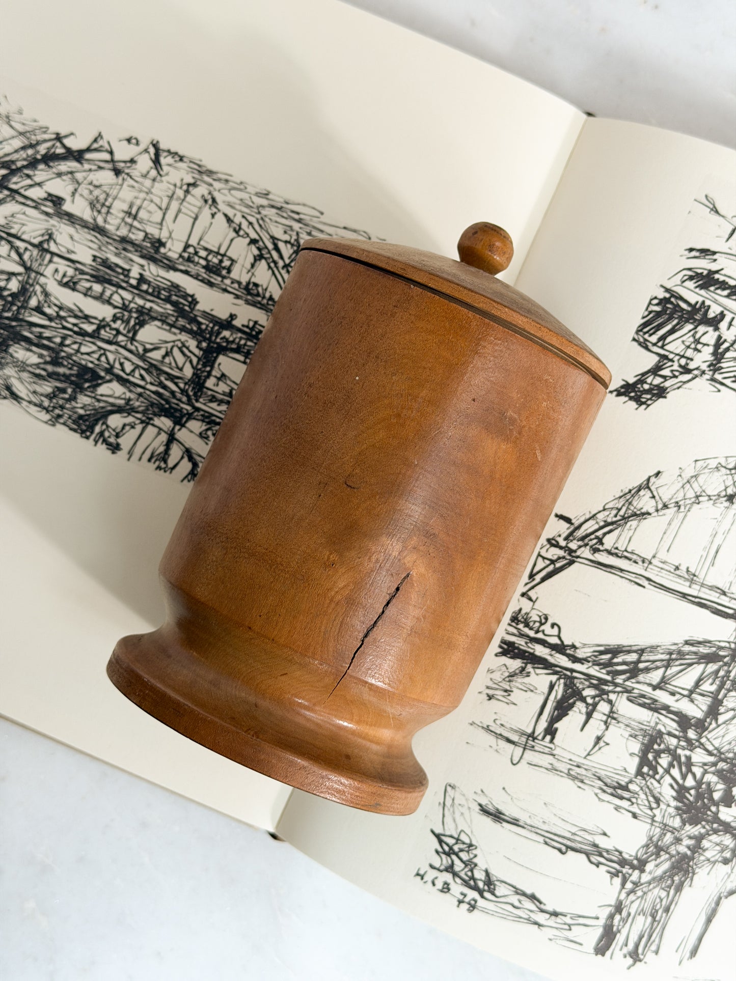Vintage Hand-Turned Wood Canister