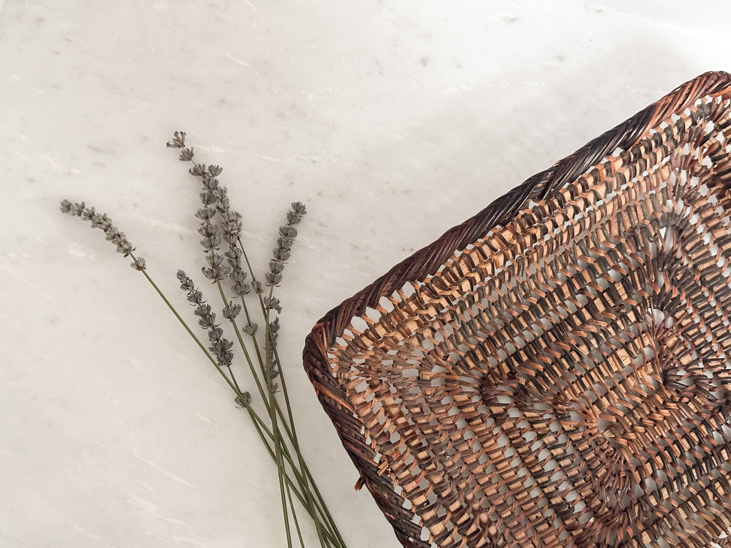 Vintage Square Rattan Tray