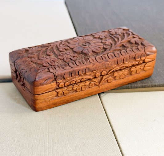 Hand-Carved Wooden Box
