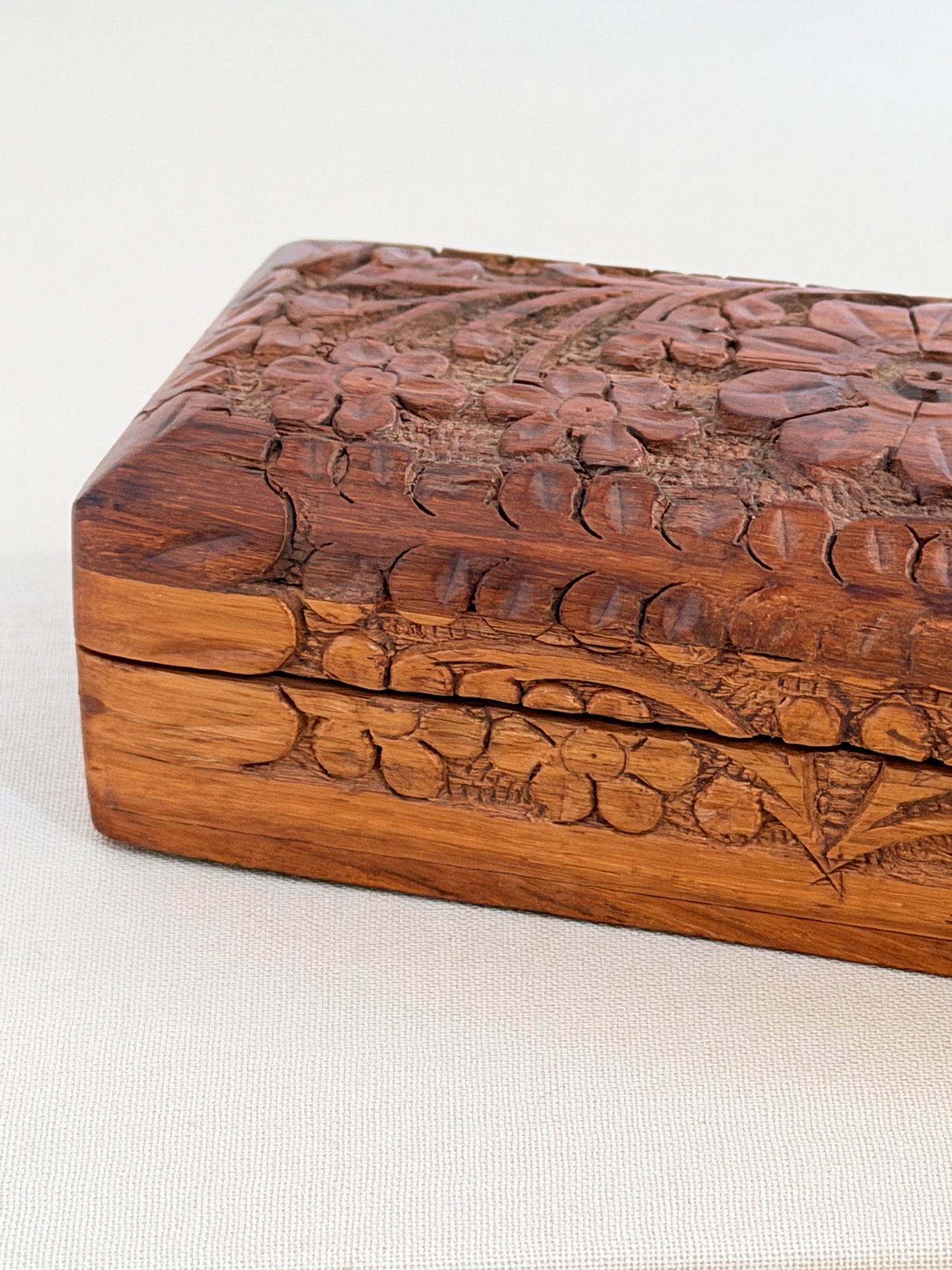 Hand-Carved Wooden Box