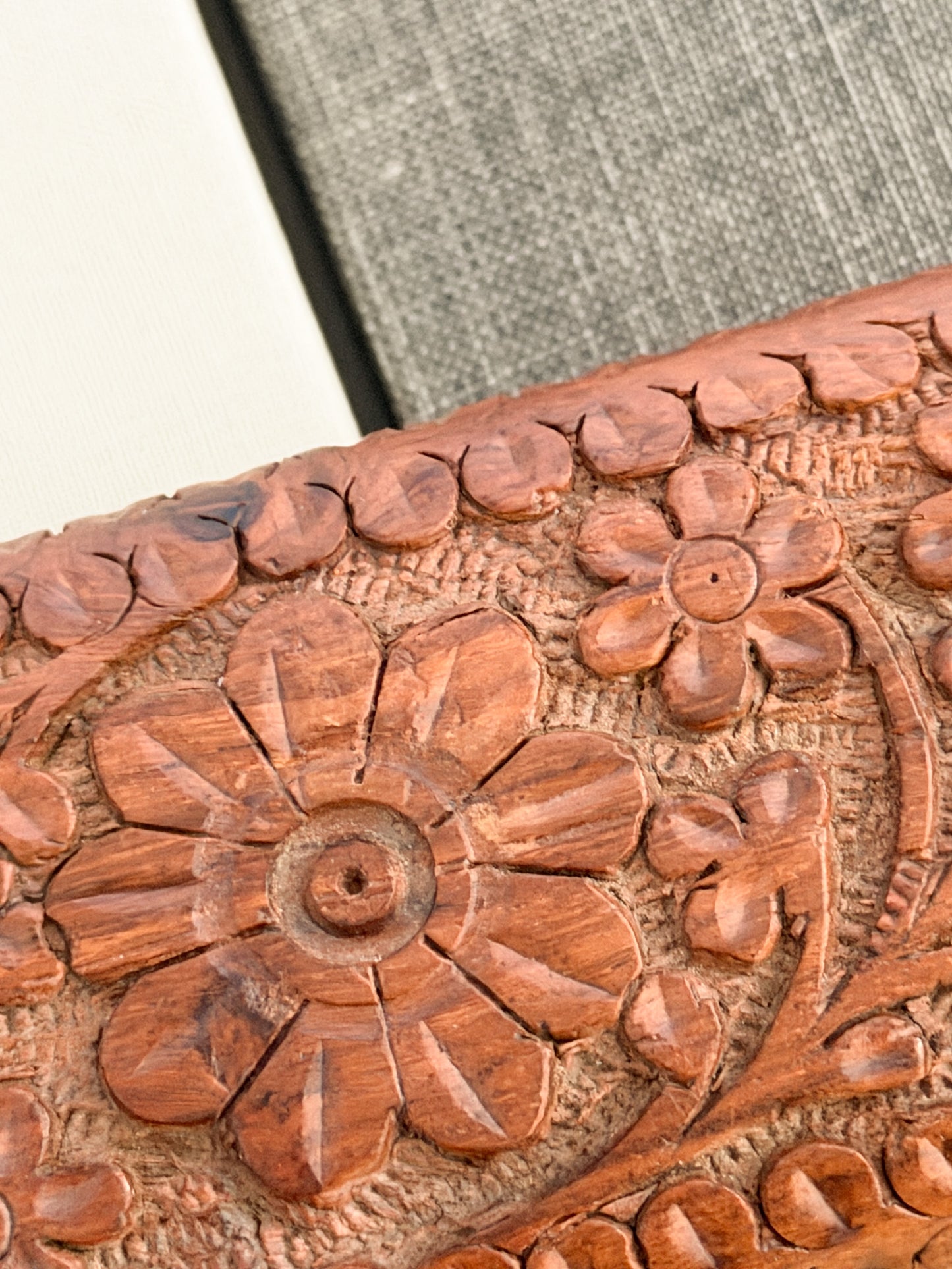 Hand-Carved Wooden Box