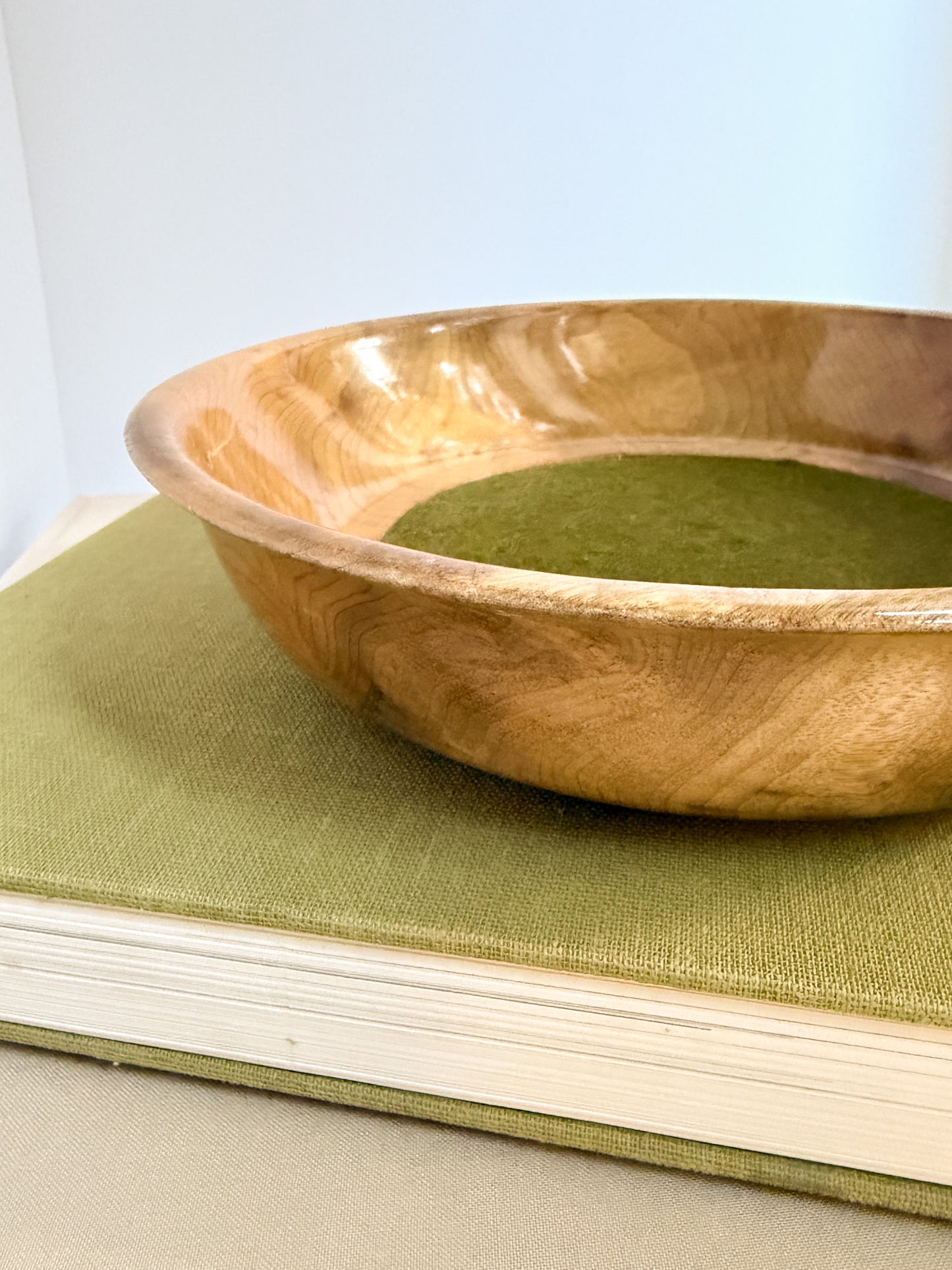 Myrtlewood Offering Plate – Olive Green Felt
